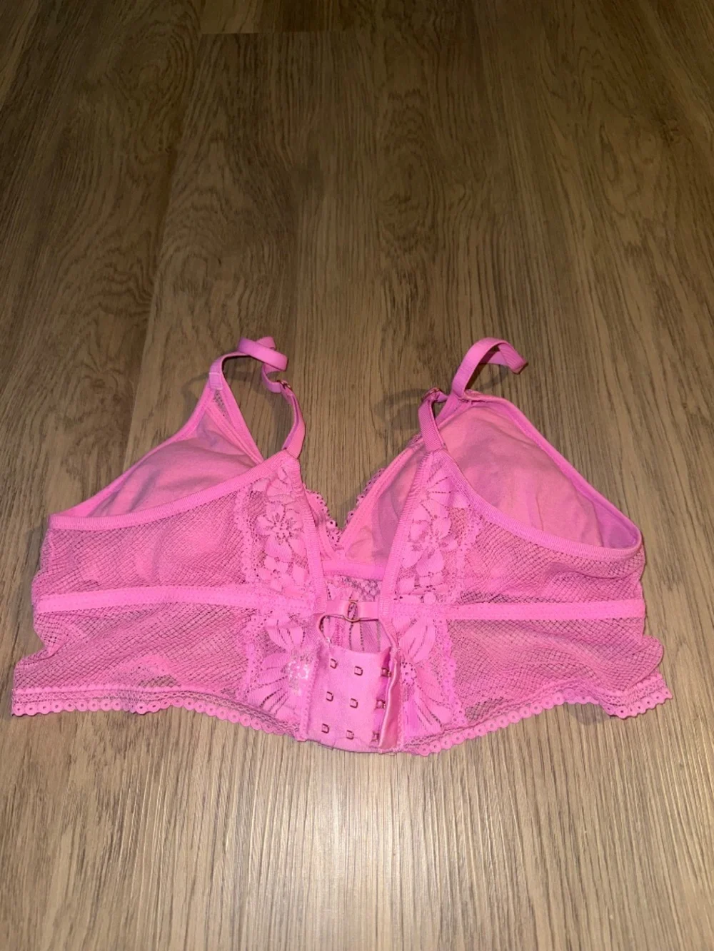 Aerie Real Good Hot Pink Floral Lace Lightly Lined Longline Bralette Large